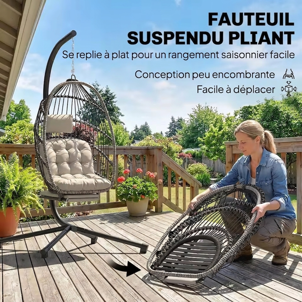 Foldable hanging armchair - with stand | Samus