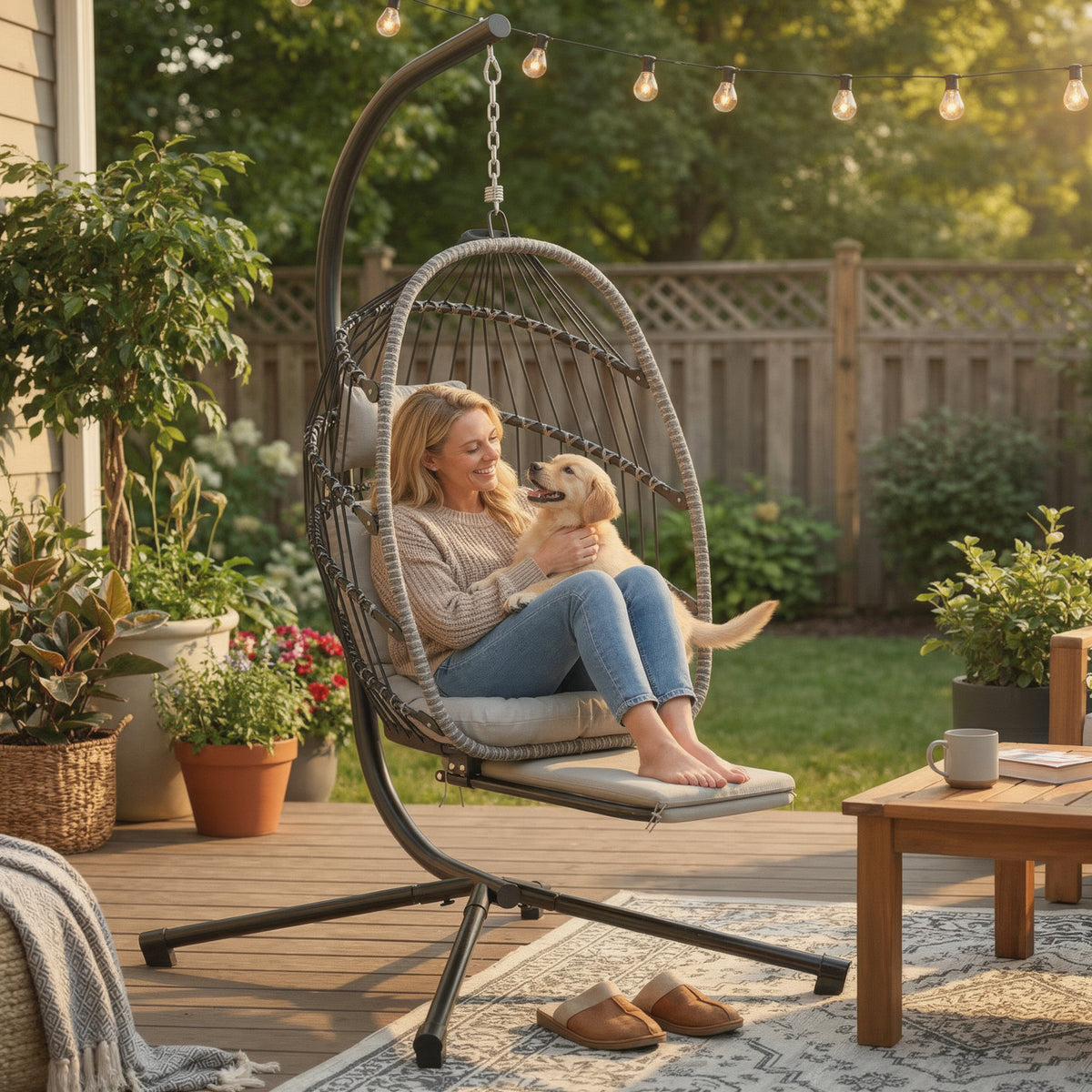 Foldable hanging armchair - with stand | Samus