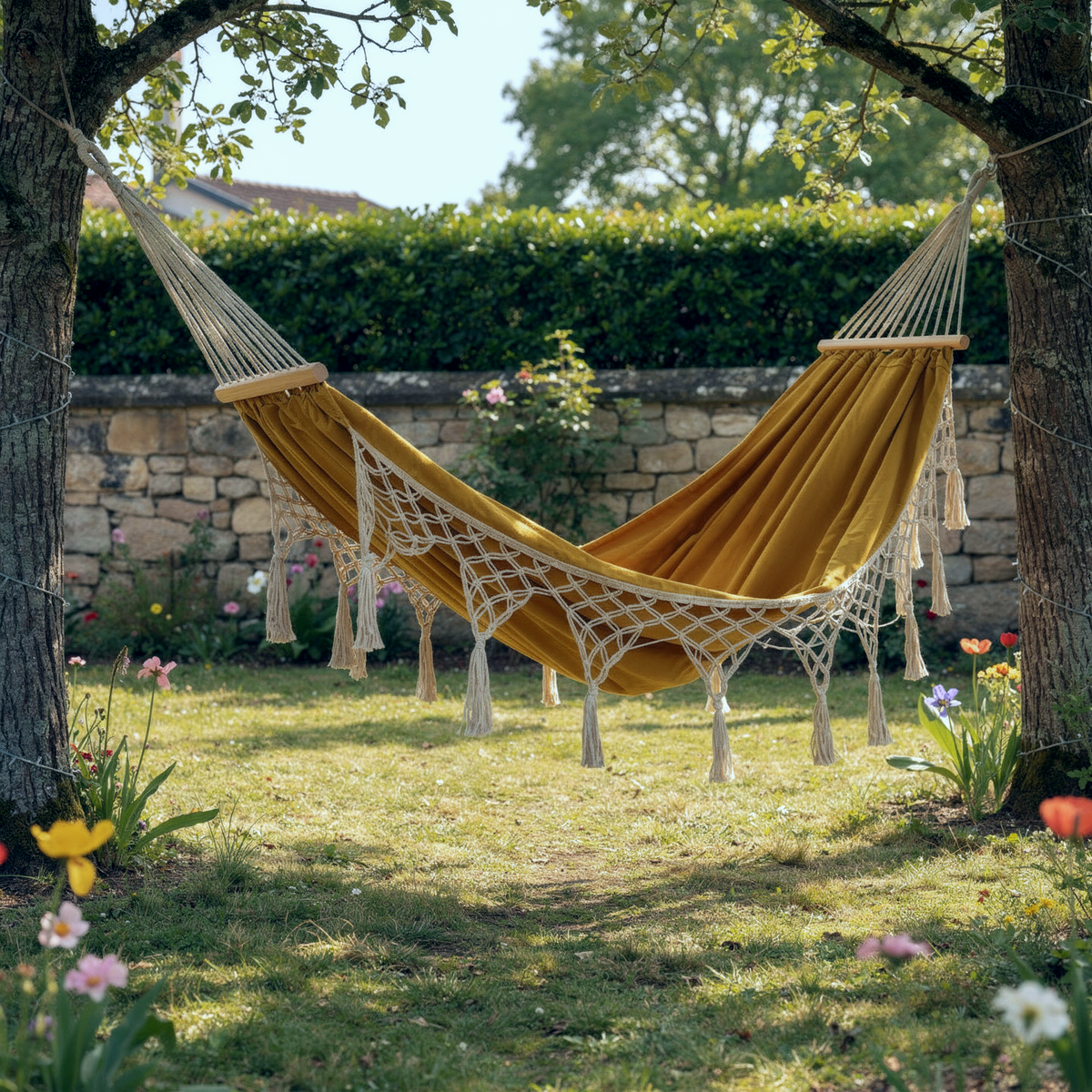 Yellow Macrame Hammock Chair | Bohemian