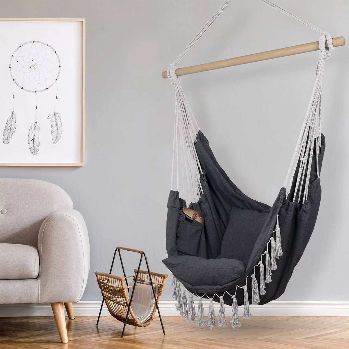 Fauteuil suspendu en macramé | Bohème